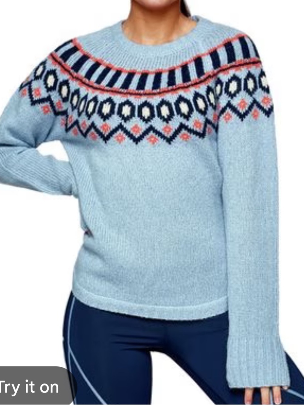 Kari Traa Womens Ringheim Knit  Sweater Nordic Sweater Blue Fair Isle S